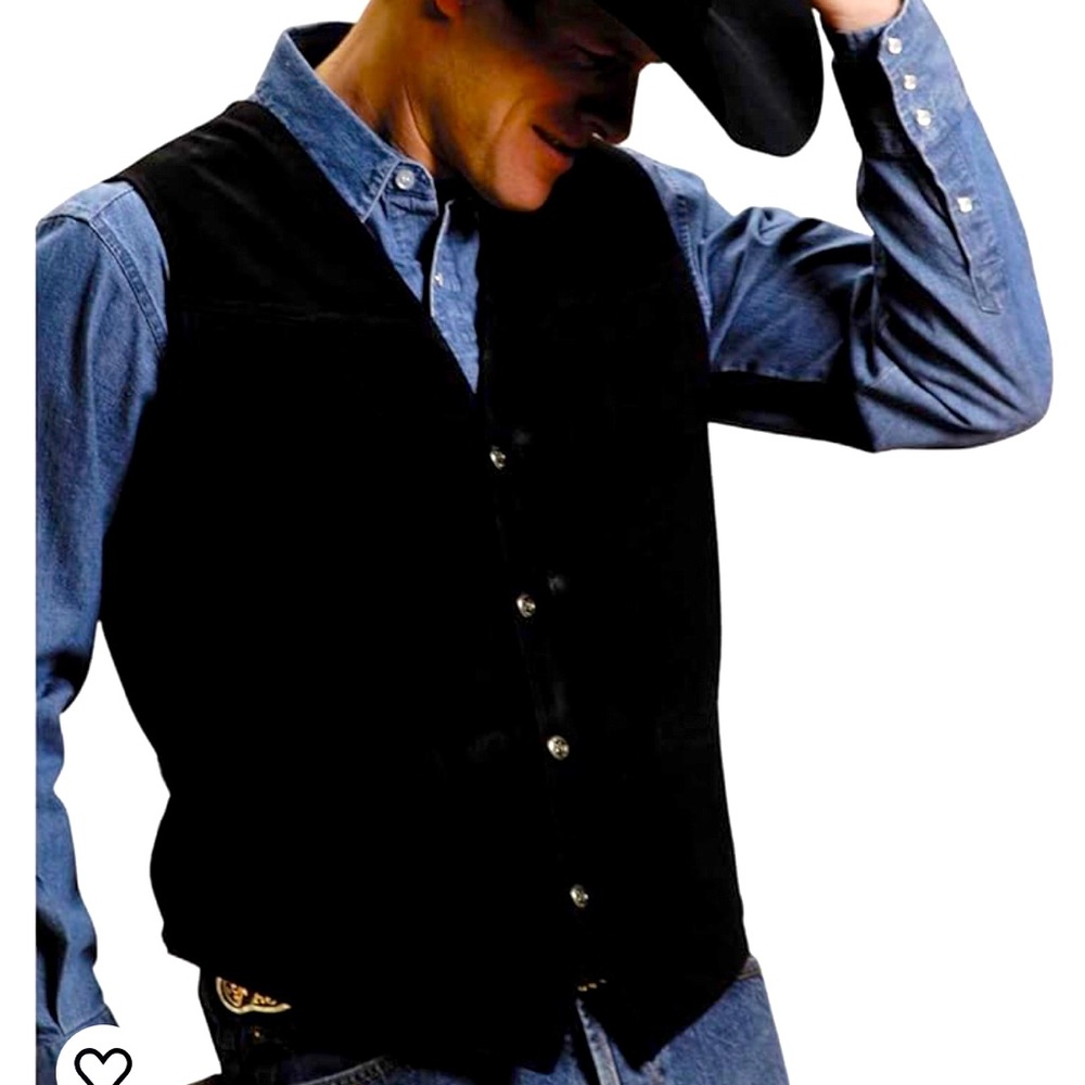 Arrow River Brand Black Suede Vest XL